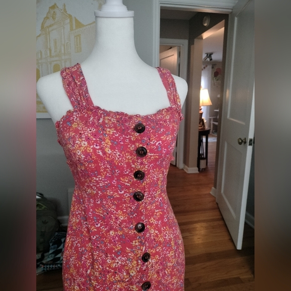 Japna Vibrant Orange Button Down Midi Dress - Picture 5 of 5